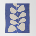 Abstract Minimal -Plant 3-2  Cobalt Blue Throw Blanket Gallery Image 2
