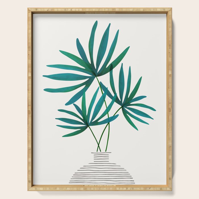 Fan Palm Bouquet Still Life Serving Tray Gallery Image 1