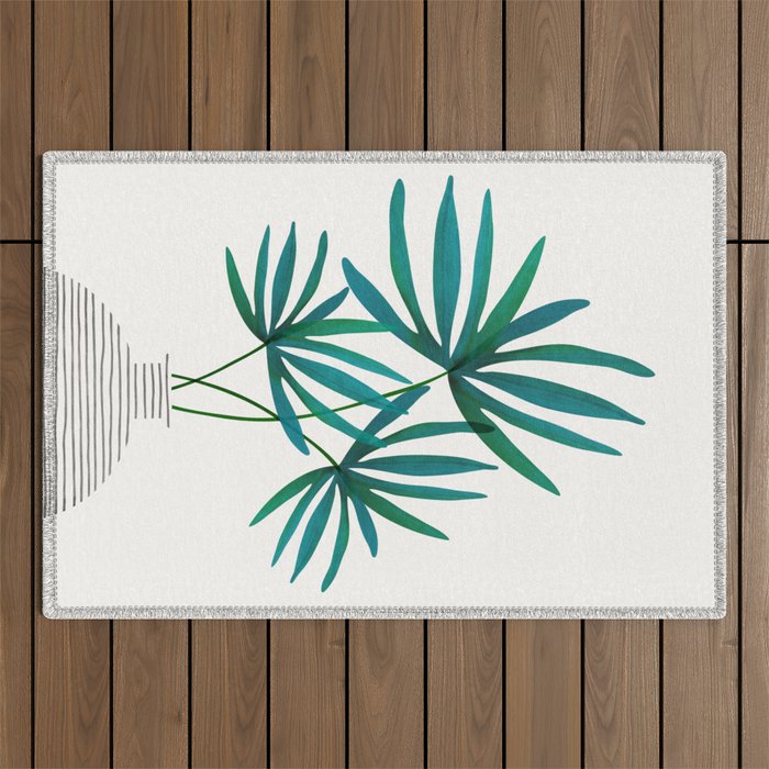 Fan Palm Bouquet Still Life Outdoor Rug Gallery Image 1