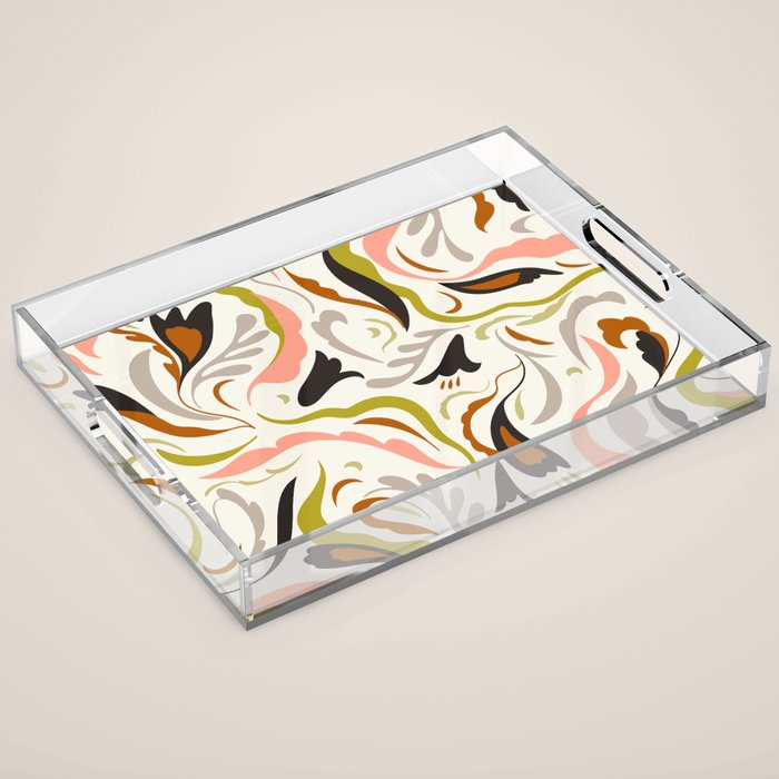 abstract decorative floral bright pattern Acrylic Tray Gallery Image 1