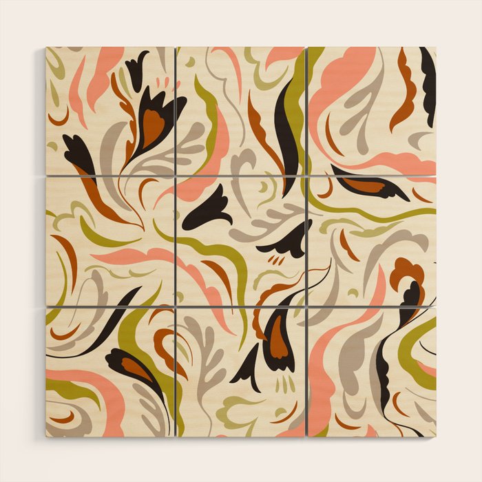 abstract decorative floral bright pattern Wood Wall Art Gallery Image 1
