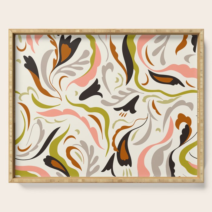 abstract decorative floral bright pattern Serving Tray Gallery Image 1