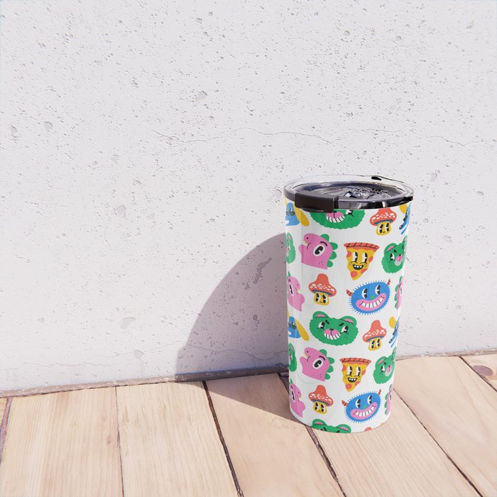 Funny retro cartoon character mascot pattern Travel Mug Gallery Image 4