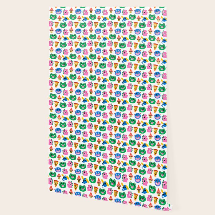 Funny retro cartoon character mascot pattern Wallpaper Gallery Image 2