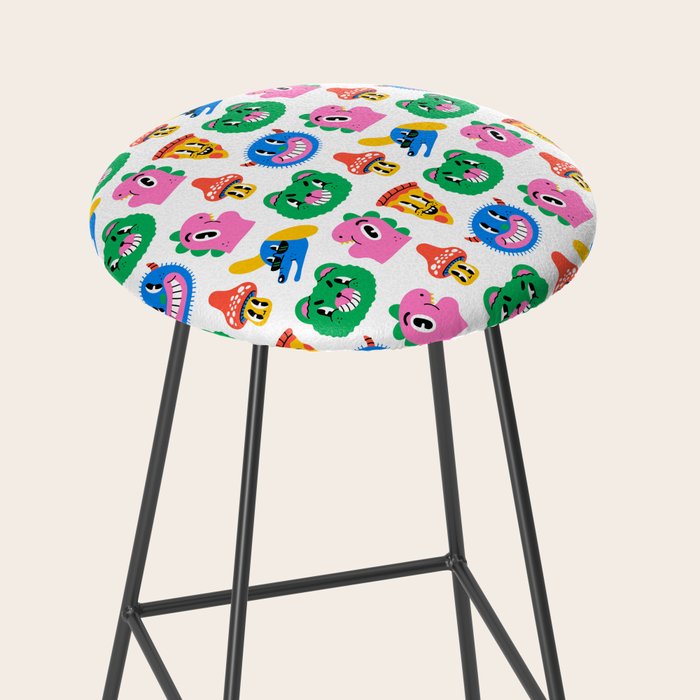 Funny retro cartoon character mascot pattern Stool Gallery Image 2