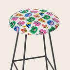 Funny retro cartoon character mascot pattern Stool Gallery Image 2
