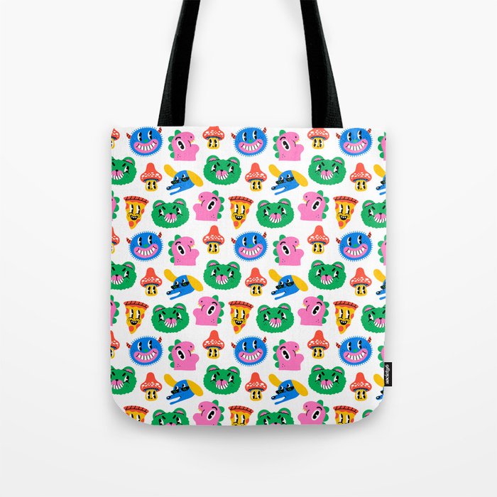 Funny retro cartoon character mascot pattern Tote Bag Gallery Image 1