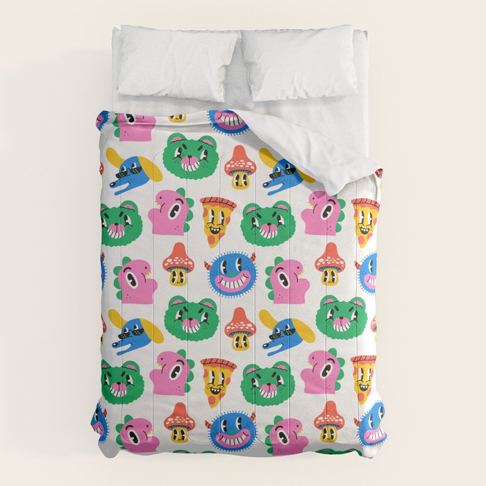 Funny retro cartoon character mascot pattern Comforter Gallery Image 1