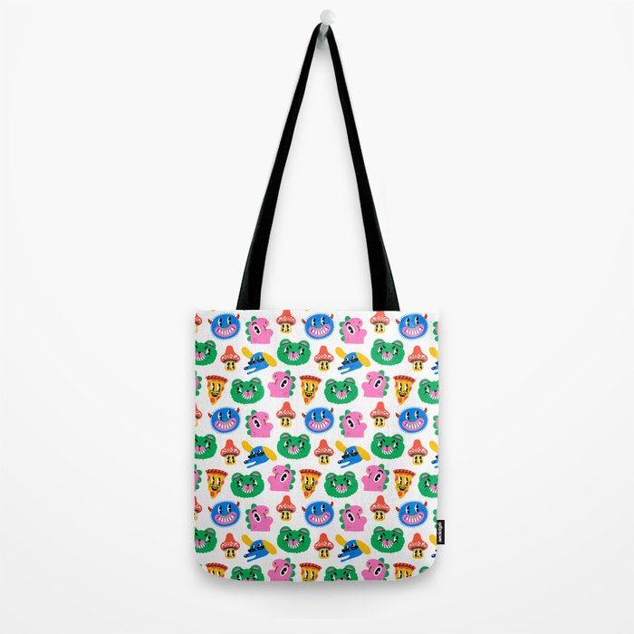 Funny retro cartoon character mascot pattern Tote Bag Gallery Image 2