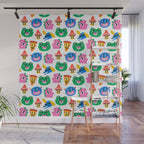 Funny retro cartoon character mascot pattern Wall Mural Gallery Image 1