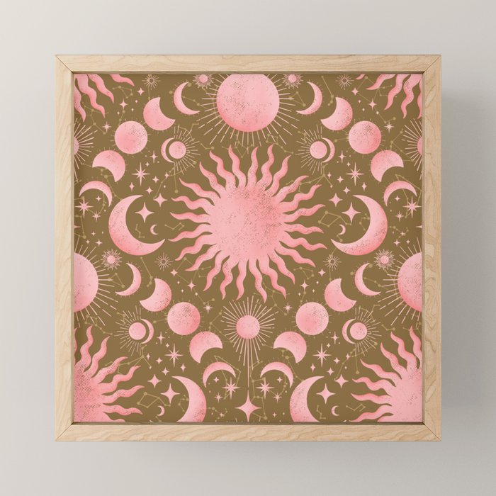 Dusty Pink Boho Celestial Mini Art Print Gallery Image 1