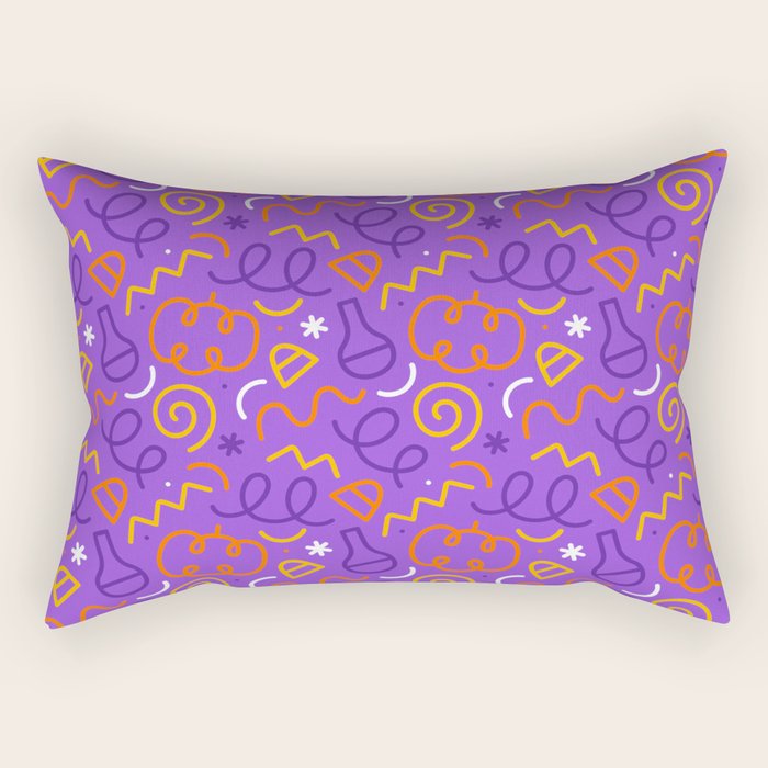Fun halloween cartoon doodle art pattern Rectangular Pillow Gallery Image 1