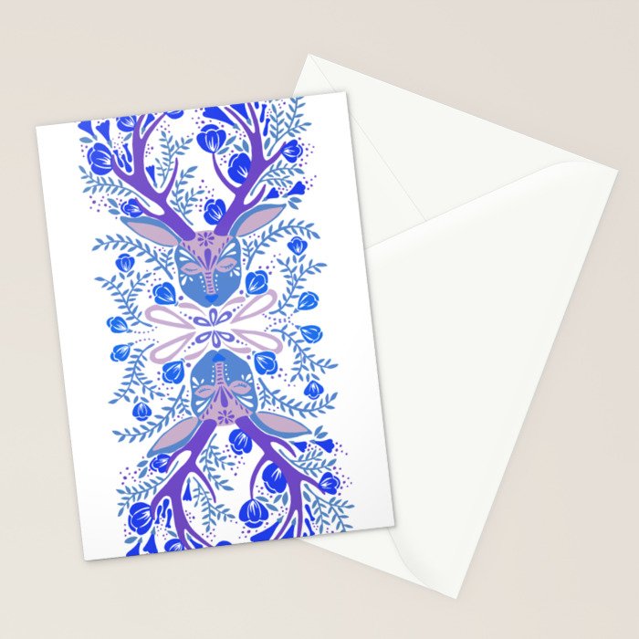 Floral Antlers - Blue Palette Stationery Card Gallery Image 2