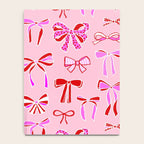Festive Pink and Red Christmas Ribbons and Bows hand drawn Collection on Pastel Pink Notebook Gallery Image 4