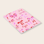 Festive Pink and Red Christmas Ribbons and Bows hand drawn Collection on Pastel Pink Notebook Gallery Image 3