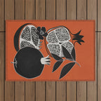 Line Art Pomegranates 2 Outdoor Rug Gallery Image 1