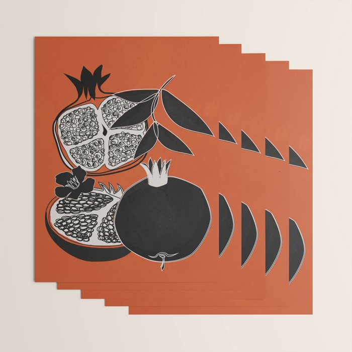 Line Art Pomegranates 2 Wrapping Paper Gallery Image 3