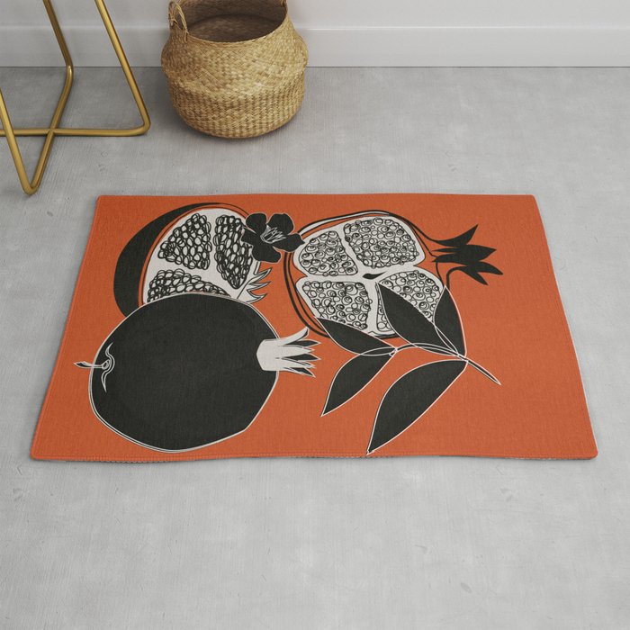 Line Art Pomegranates 2 Rug Gallery Image 1