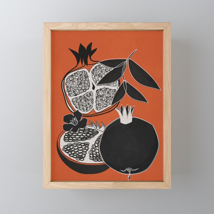 Line Art Pomegranates 2 Mini Art Print Gallery Image 1