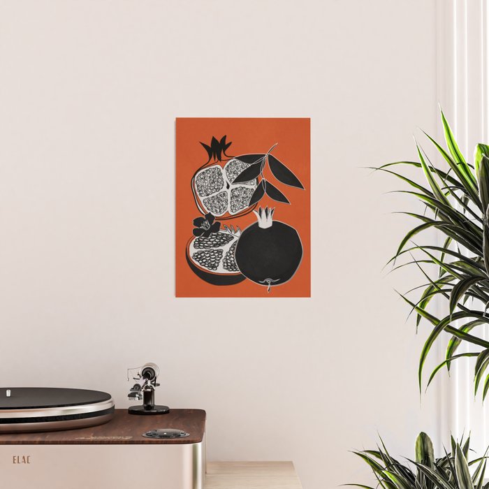 Line Art Pomegranates 2 Poster Gallery Image 2
