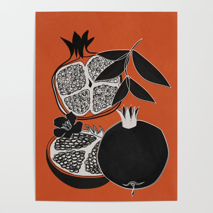 Line Art Pomegranates 2 Poster Gallery Image 4