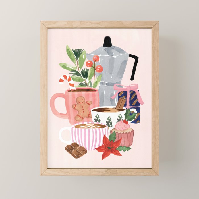 Pink Christmas Still Life Mini Art Print Gallery Image 1