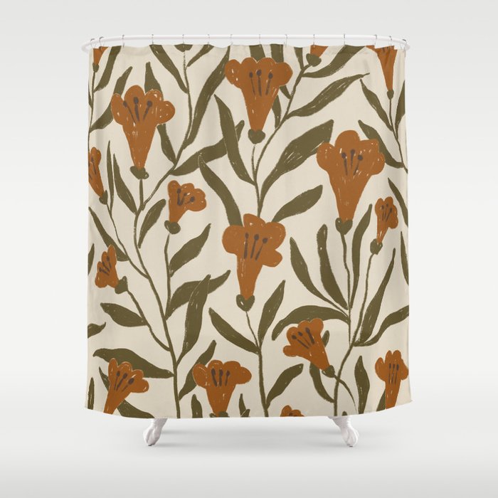 Orange Bellflowers Shower Curtain Gallery Image 1