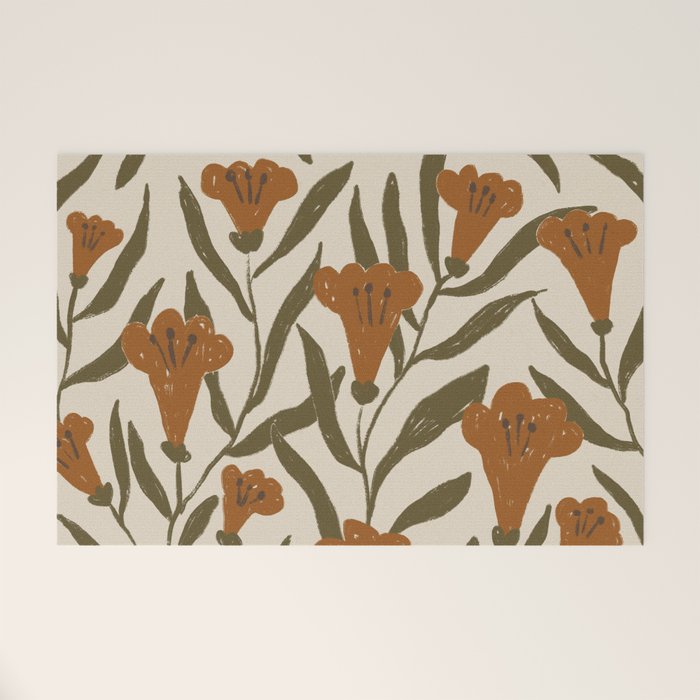 Orange Bellflowers Welcome Mat Gallery Image 1