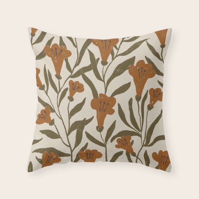 Orange Bellflowers Throw Pillow Gallery Image 6