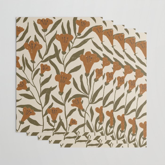 Orange Bellflowers Wrapping Paper Gallery Image 3