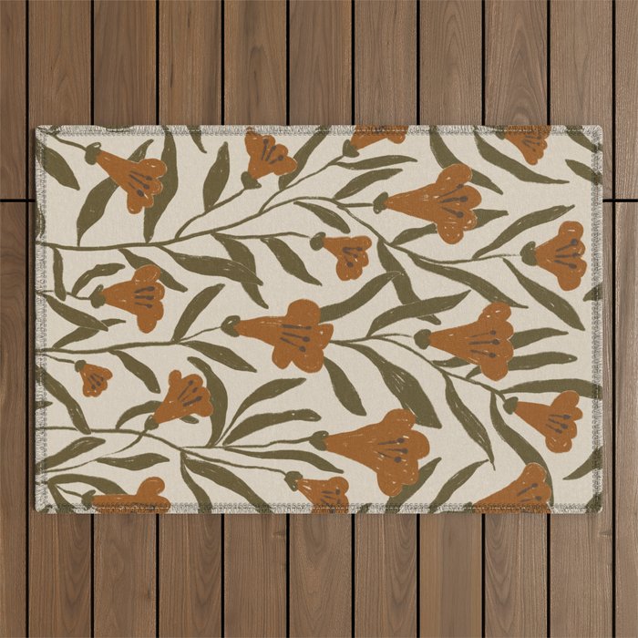 Orange Bellflowers Outdoor Rug Gallery Image 1