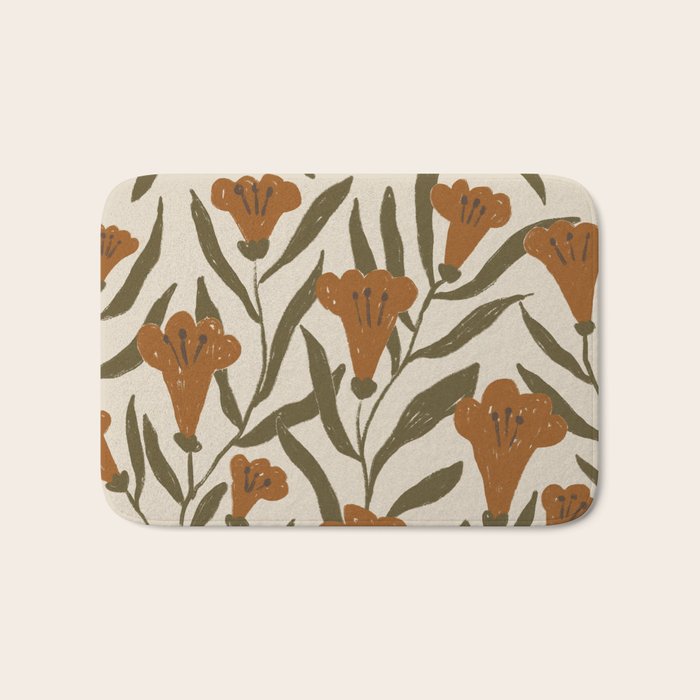 Orange Bellflowers Bath Mat Gallery Image 1