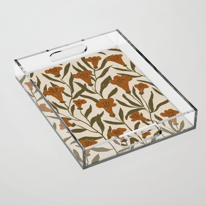 Orange Bellflowers Acrylic Tray Gallery Image 1