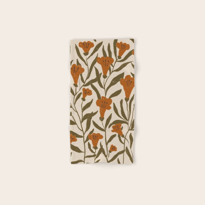 Orange Bellflowers Bath Towel Gallery Image 1