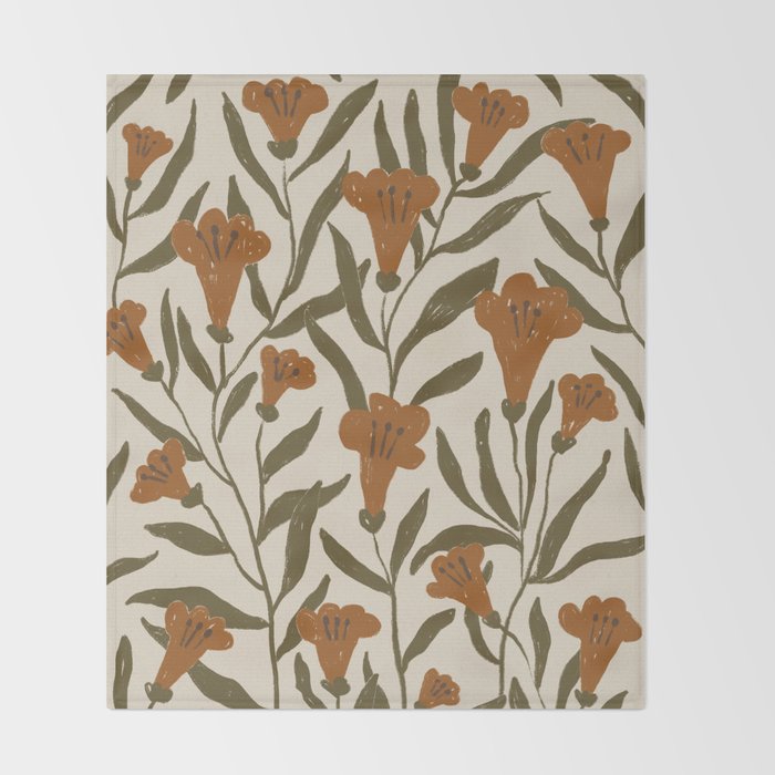 Orange Bellflowers Throw Blanket Gallery Image 2