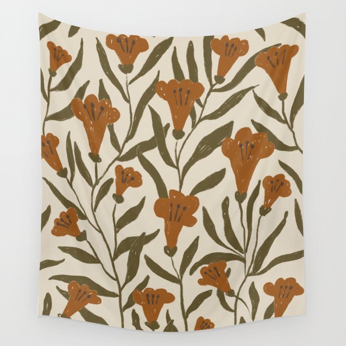 Orange Bellflowers Wall Tapestry Gallery Image 4