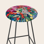 Winter Floral Peony Bouquet in Delft Vase on Dark Navy Blue Painting Stool Gallery Image 2