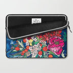 Winter Floral Peony Bouquet in Delft Vase on Dark Navy Blue Painting Laptop Sleeve Gallery Image 2