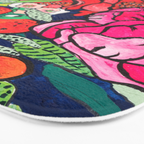 Winter Floral Peony Bouquet in Delft Vase on Dark Navy Blue Painting Bath Mat Gallery Image 3