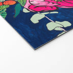 Winter Floral Peony Bouquet in Delft Vase on Dark Navy Blue Painting Welcome Mat Gallery Image 2