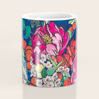 Winter Floral Peony Bouquet in Delft Vase on Dark Navy Blue Painting Coffee Mug Gallery Image 4