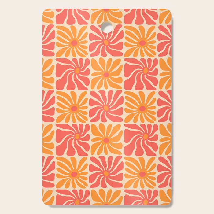 Vintage hippie flower art pattern Cutting Board Gallery Image 1