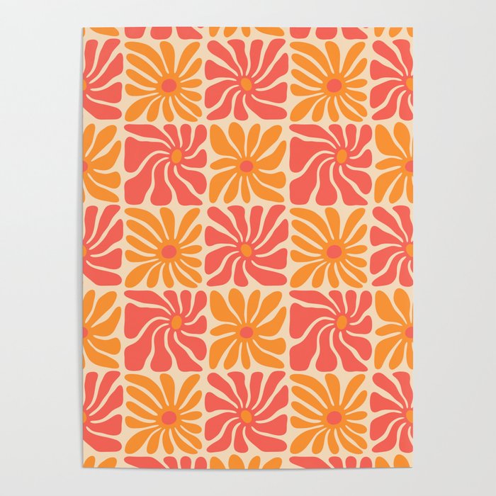 Vintage hippie flower art pattern Poster Gallery Image 4