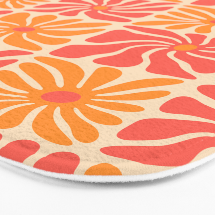 Vintage hippie flower art pattern Bath Mat Gallery Image 3