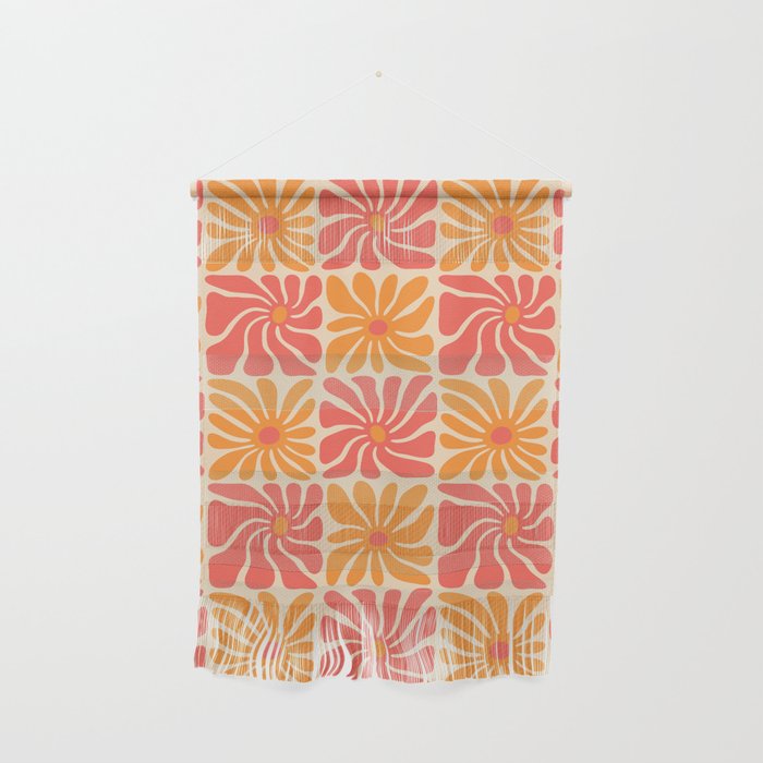 Vintage hippie flower art pattern Wall Hanging Gallery Image 1