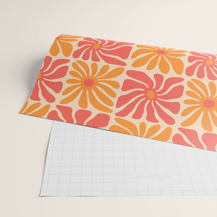 Vintage hippie flower art pattern Wrapping Paper Gallery Image 2