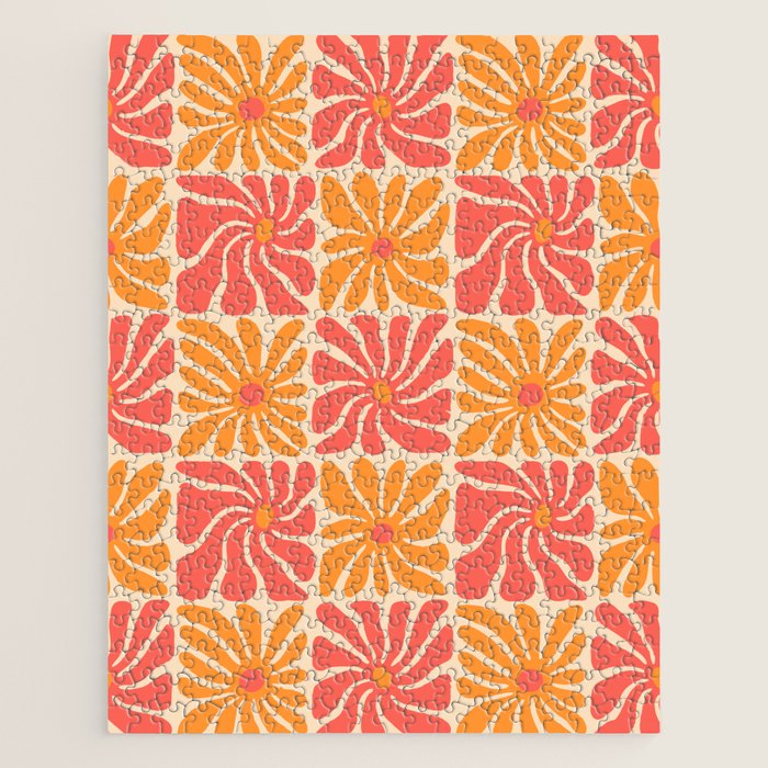 Vintage hippie flower art pattern Jigsaw Puzzle Gallery Image 1