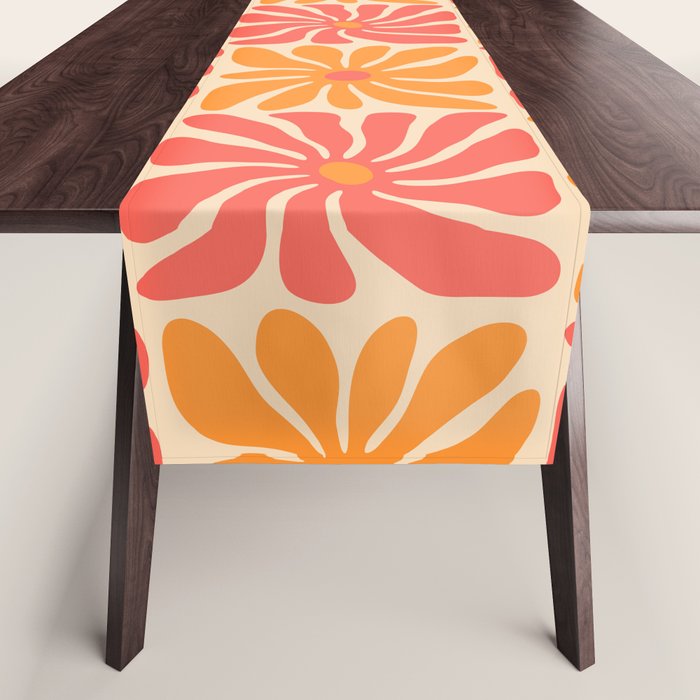 Vintage hippie flower art pattern Table Runner Gallery Image 1