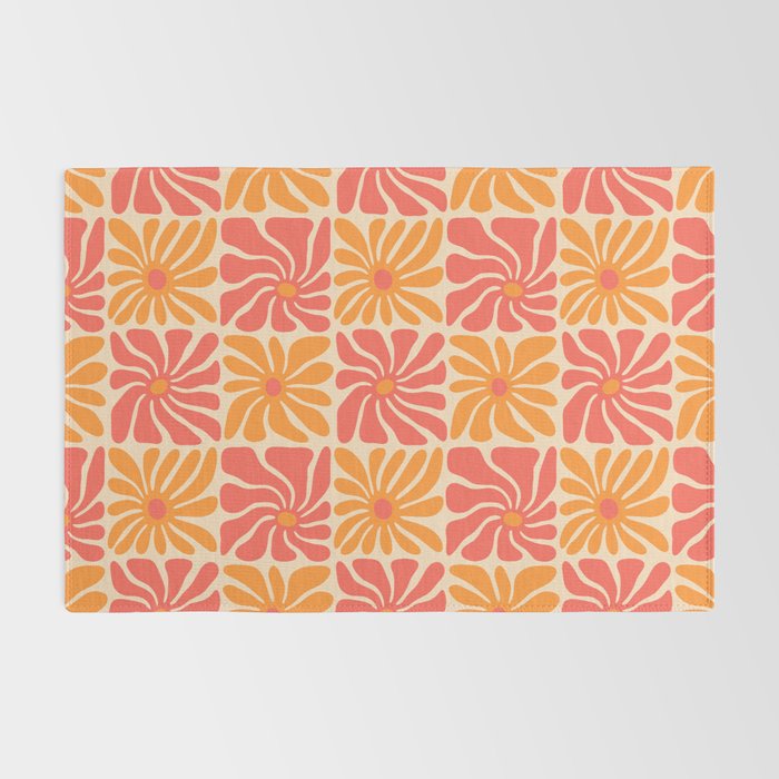 Vintage hippie flower art pattern Rug Gallery Image 2