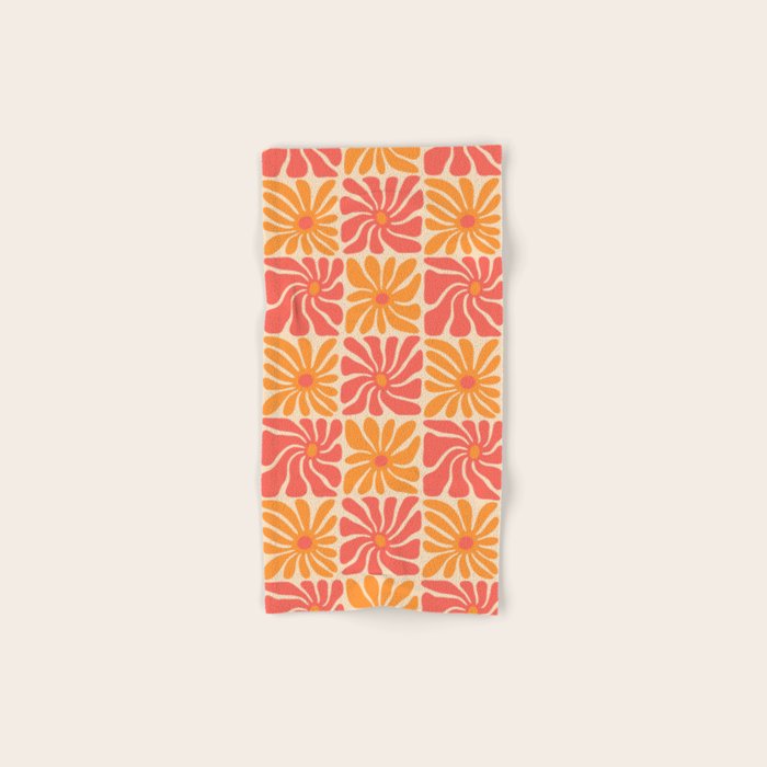 Vintage hippie flower art pattern Bath Towel Gallery Image 1